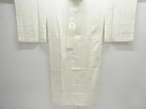 芝草に蝶模様織り出し単衣長襦袢